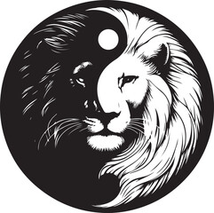 Wild lion head mascot vector illustration, perfect for a black tattoo or animal silhouette symbol