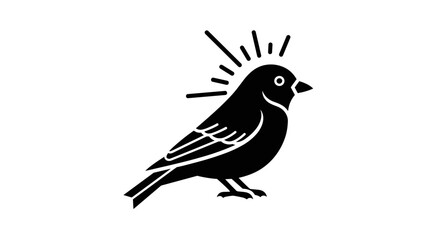 Silhouette of a Bird with Radiating Lines Above its Head.