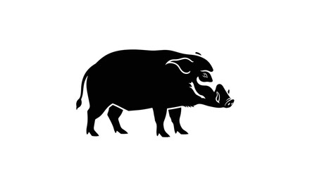 Silhouette of a Wild Boar Strong and Untamed Animal.