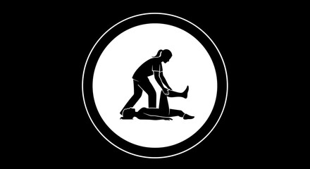 Silhouette Illustration of a Person Receiving Physical Therapy.
