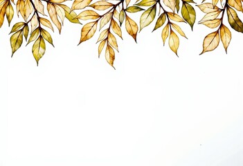 Graceful Autumn Foliage Display of Overlapping Leaves with Golden and Brown Hues on a Crisp White Background Illustrating Seasonal Change