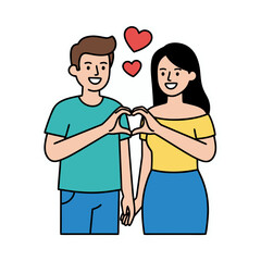 Loving Couple Forming Heart Shape with Hands Above Airplane Seats Expressing Affection and Connection Romantic Travel Experience