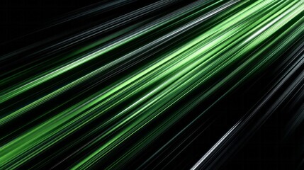 Bright diagonal streaks of intense green light radiate across a dark background.