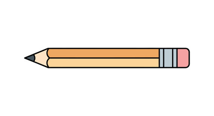 Illustration of a sharpened pencil with a pink eraser and grey metal holder on a white background