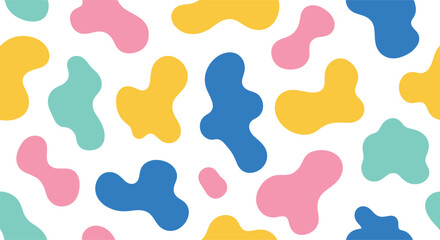 Colorful abstract blob pattern background with organic shapes, playful seamless design and modern pastel vector texture