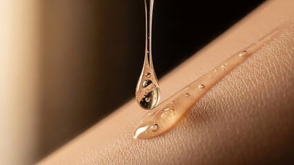 Liquid drop falling on skin
