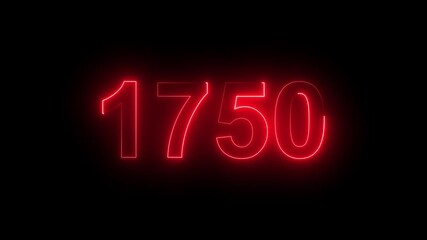 1750 Glowing Neon Line Text Animation, Powerful Abstract Neon Number Design in Stunning 4K Highlighting the Iconic and Important Year important date 1750.