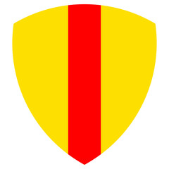 Fototapeta premium Vector graphic of a shield bearing the pale pattern. It consists of a yellow background with a red vertical bar