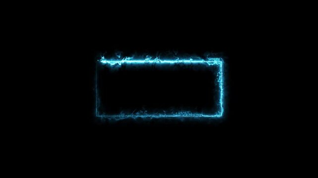 Neon box frame animated neon banner frame square, technology, thunder, red color neon box icon. neon rectangle picture frame