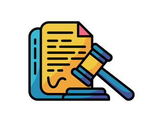 A gavel rests on a legal document, symbolizing justice and legal proceedings.