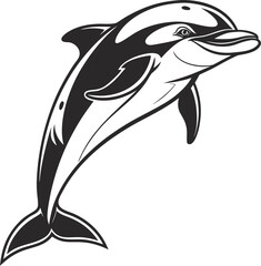 Obraz premium Jumping dolphin drawing silhouette design isolated on transparent image