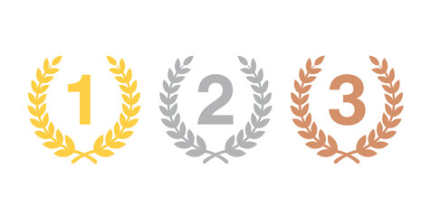 Gold, silver, and bronze medals are awarded to the first, second, and third place winners.