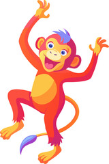 Playful Monkey Icon Vector Illustration Tropical Wildlife