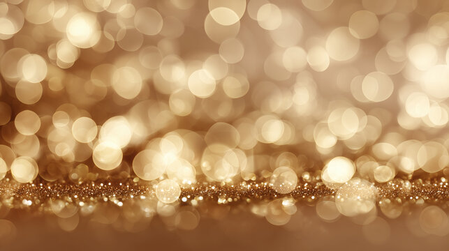 Abstract Golden Glitter Bokeh Shimmer Background
