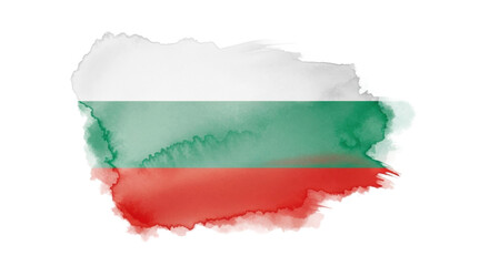 White, green, and red horizontal flag illustration painted in a creative watercolor style with artistic brush strokes and a textured, grunge effect