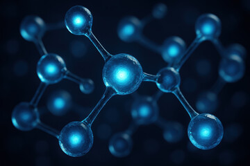 Molecular structure blue glowing biotechnology center evoke innovation and research in scientific development revealing connected atoms and luminous bonds inspiring curiosity