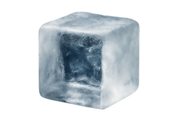 Obraz premium Ice cube with smooth edges, showing cold, freezing, and refresh concepts. Isolated on transparent background