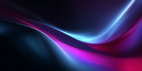 Naklejka premium Vibrant neon waves flow across a dark, abstract background structure