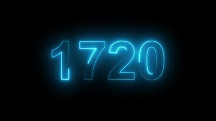 1720 Glowing Neon Line Text Animation, Powerful Abstract Neon Number Design in Stunning 4K Highlighting the Iconic and Important Year important date 1720.