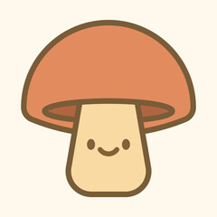 Cute Kawaii Mushroom Character – Adorable Forest Cartoon Icon