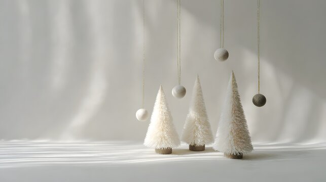 Serene Scandinavian winter scene evokes modern holiday decor with minimalistic Christmas trees