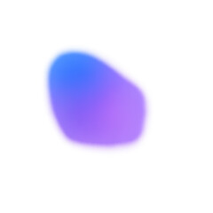Luminous neon gradient abstract blob isolated on transparent background for tech design, modern UI components and digital art assets, Soft glowing neon blob shape in blue purple gradient, PNG