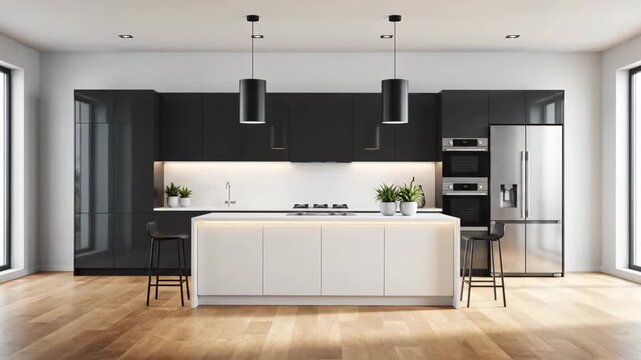 Kitchen undergoes stylish makeover featuring polished surfaces and minimalist design. Open layout with ample natural light provides inviting atmosphere