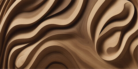 Dark silk chocolate texture background with liquid cream and golden swirl pattern