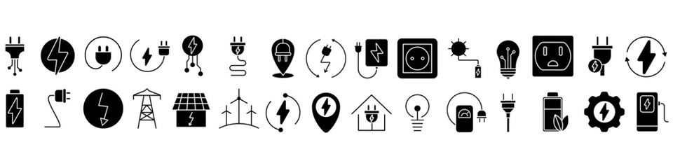 Electricity icon vector set. Energy illustration sign collection. Electric current symbol. power Logo. 