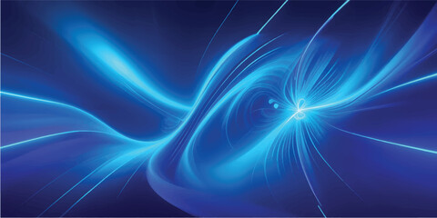 Abstract blue fractal wallpaper design featuring a pattern of glowing dynamic lines, illustrating a futuristic energy wave effect on a black space backdrop
