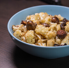 Roasted Cauliflower and Mushrooms in Bowl – Cozy Fall Veggie Side Dish