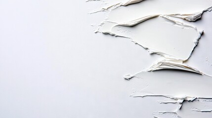 Abstract image of white paint strokes on a white surface. High-angle shot, showcasing texture and artistic expression.