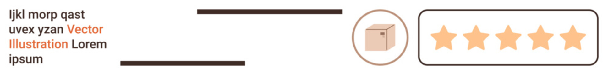 Customer feedback, ecommerce reviews, quality assurance, user ratings, satisfaction surveys, feedback collection. Small box and five stars. Customer feedback and ecommerce reviews concept