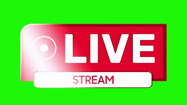 Dynamic live stream notification animation with vibrant red and white logo, perfect for broadcasting, social media and engaging content creation today