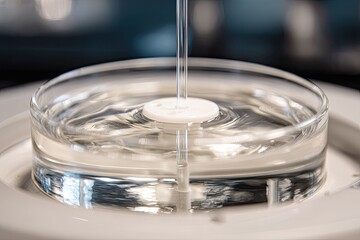 Clear liquid poured into petri dish