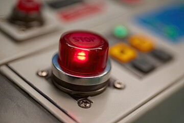 Close-up of a red stop button