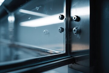 Close-up of industrial glass and metal