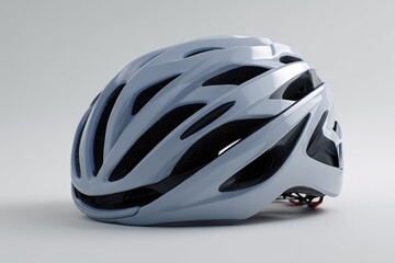 Light-gray bicycle helmet, angled view