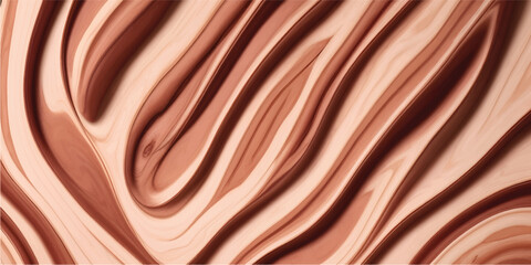 Soft brown chocolate satin fabric waves creating a flowing wood texture pattern
