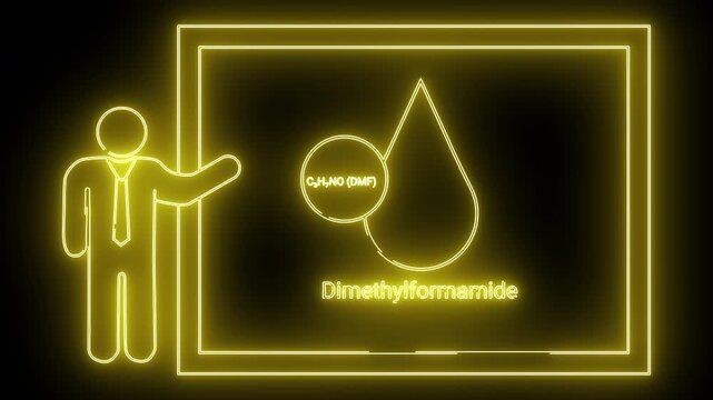 Yellow neon style chemical presentation lecturer chart  Dimethylformamide