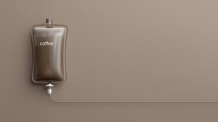 Business growth and workplace wellness shown through a minimalist coffee IV drip bag on a beige wall.