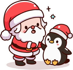 Cute Santa Claus with Gift Bag – Christmas Cartoon Illustration