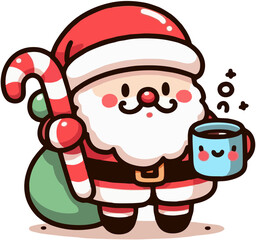 Cute Santa Claus with Gift Bag – Christmas Cartoon Illustration