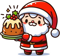 Cute Santa Claus with Gift Bag – Christmas Cartoon Illustration