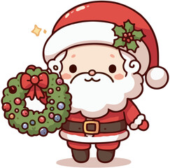 Cute Santa Claus with Gift Bag – Christmas Cartoon Illustration