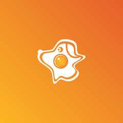Fried egg in dog shape logo illustration.