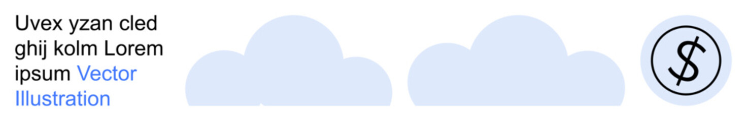 Financial technology, cloud computing, online transactions, digital economy, investment strategies, data storage. Graphic showing clouds and a dollar symbol. Financial technology and cloud computing