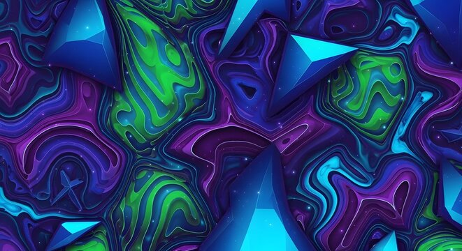 Abstract colorful background with geometric shapes and liquid texture