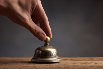Hand ringing a vintage brass bell