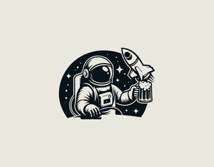 Astronaut Beer black vector logo